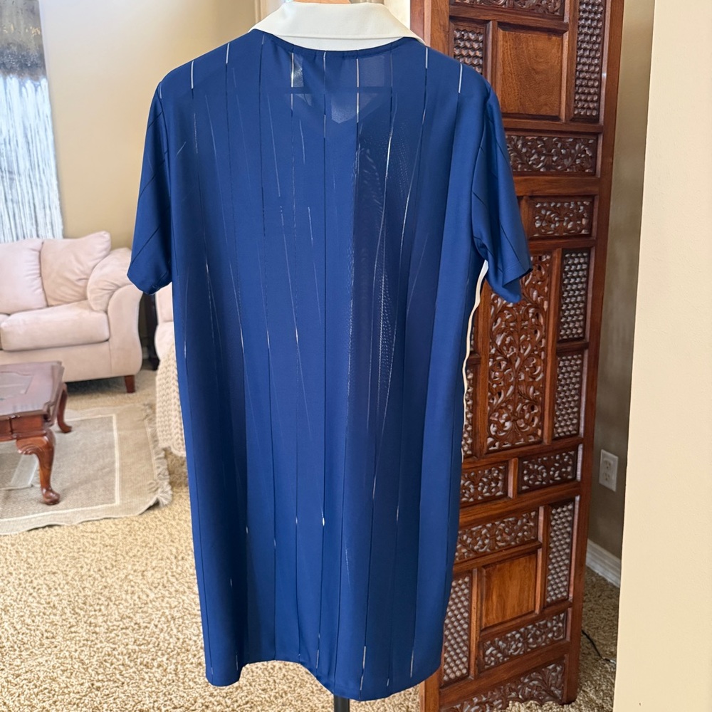 adidas Navy Blue Polo-Style Soccer Dress with White Stripes - Picture 5 of 8